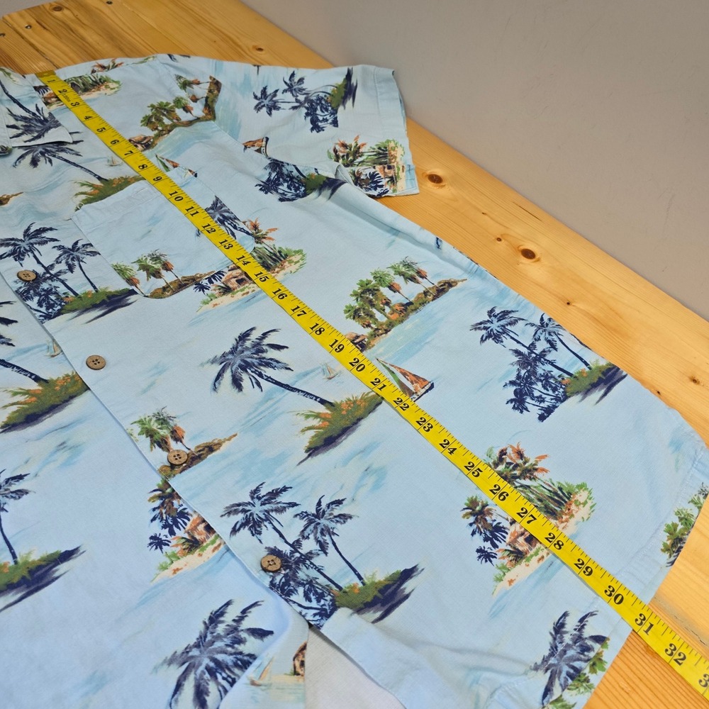 Joe Marlin Tropical Island Shirt Mens XXL Blue Palm Tree Rayon Blend Beachy Boho - Picture 8 of 9